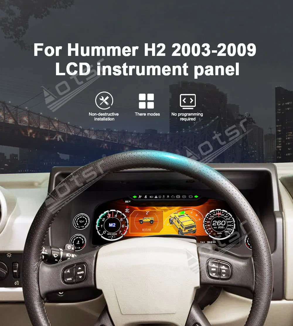 12.3 inch New Upgraded For Hummer H2 2003-2009 Speedometer Car LCD Instrument Panel Digital Cluster Virtual Cockpit