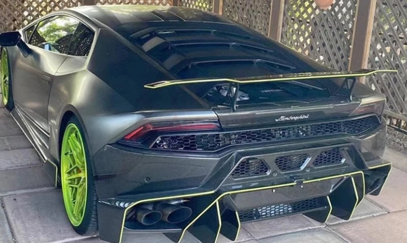 Suitable for Lamborghini LP610 Carbon Fiber V Tail Spoiler Double Layer Fixed Wind Wing Modified Auto Parts