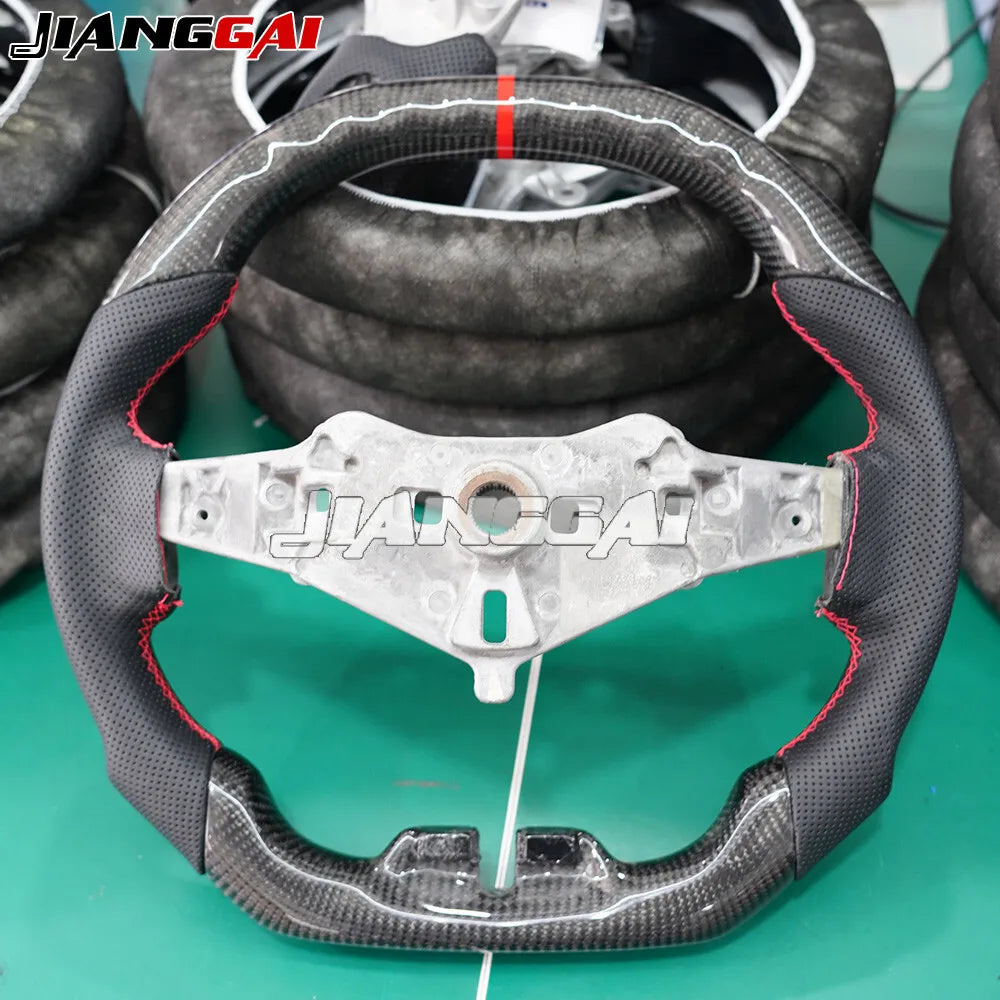 HandMade Carbon Fiber Car Sports Steering Wheel Fit For Dodge Charger Challenger Durango 2011-2014 Accessories Black Leather