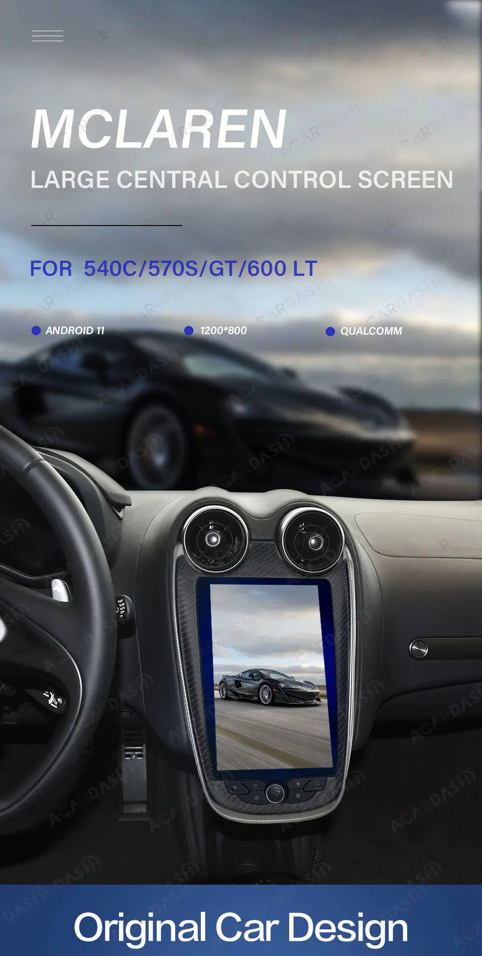 Newest Android Screen for Mclaren GT/570/540C/600LT Android 11 Car Multimedia Player GPS Radio Stereo Head Unit Radio