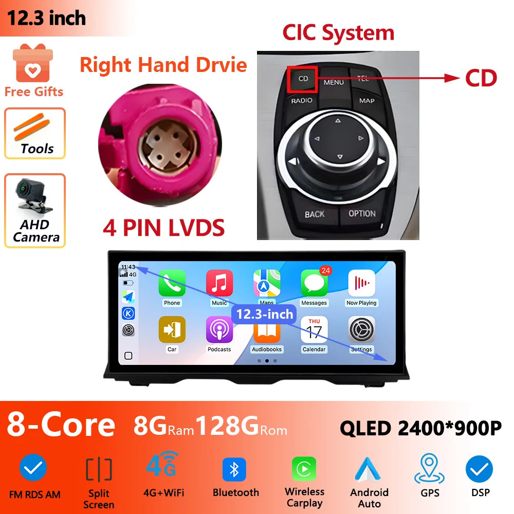 RHD For BMW 5 Series F10 F11 2011 - 2017 Android Wireless Carplay Radio Multimedia Player GPS WIFI DSP Stereo Screen Accessories