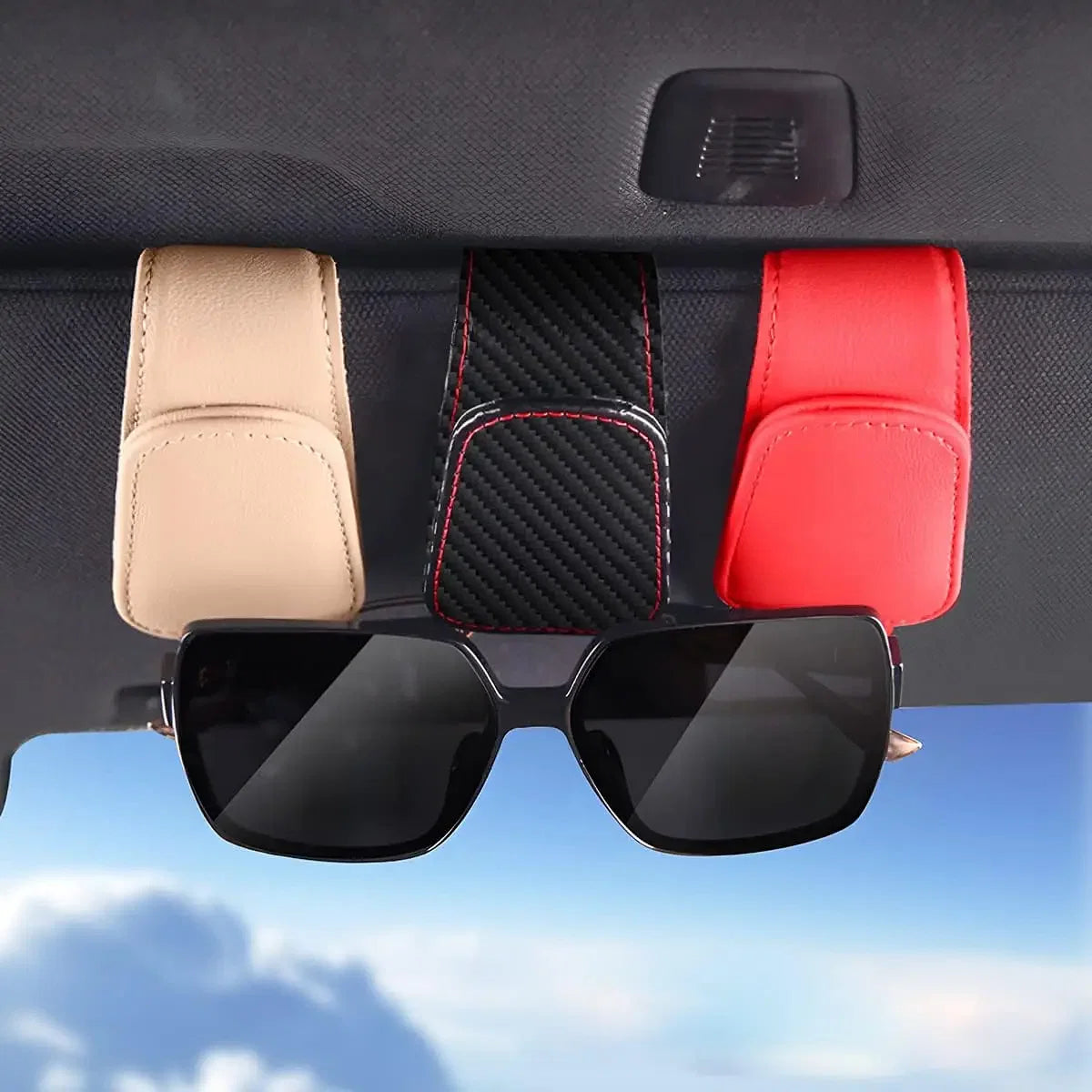 Color Name: PURPLE - Sunglasses Holders for Car Sun Visor, Leather Eyeglasses Hanger Mounter, Magnetic Glasses Holder and Ticket Card Clip - Premium Interior Accessories from NoEnName_Null - Just $15.66! Shop now at Rapidvehicles