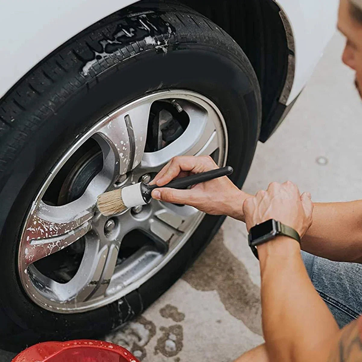 Color: Red - Car Detailing Brush Set Car Cleaning Brushes Sponges - Premium Car Wash & Maintenance from everso - Just $55.79! Shop now at Rapidvehicles