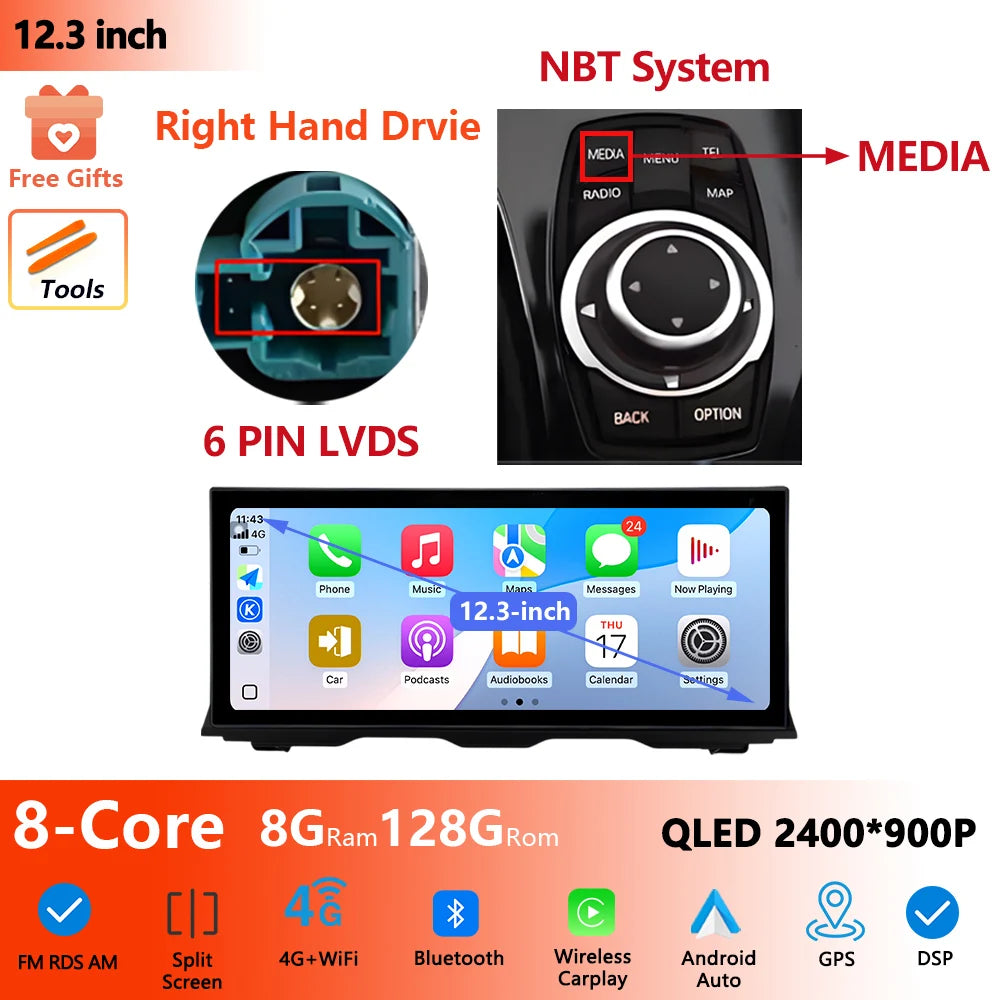 RHD For BMW 5 Series F10 F11 2011 - 2017 Android Wireless Carplay Radio Multimedia Player GPS WIFI DSP Stereo Screen Accessories