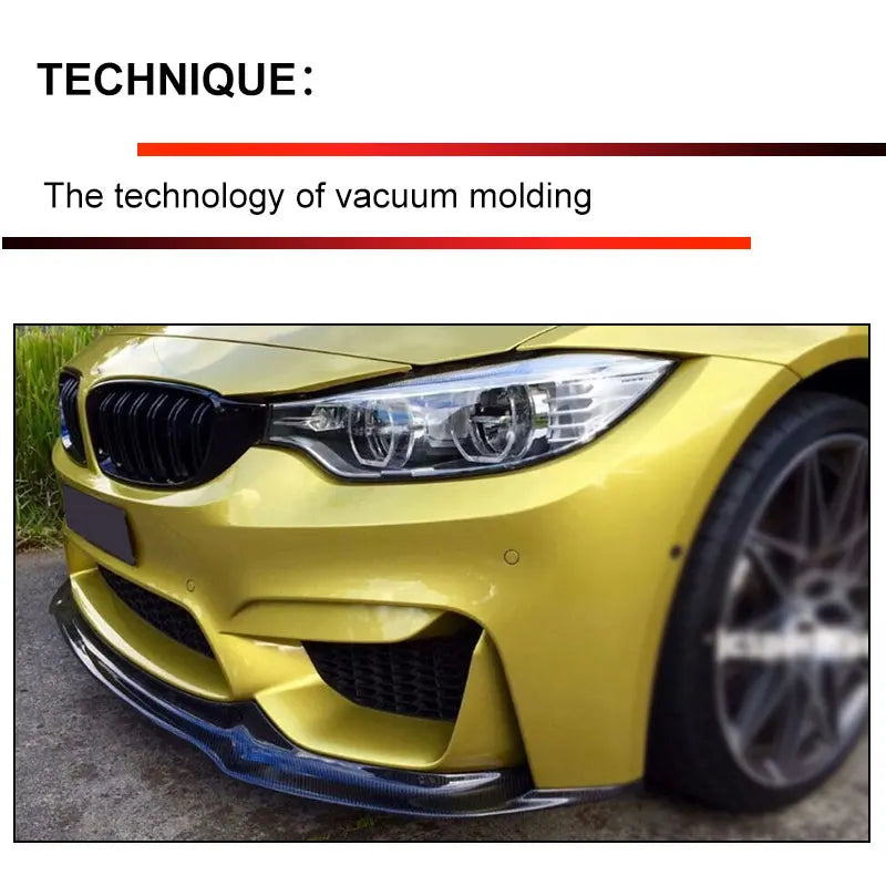 For BMW F80 M3 F82 F83 M4 2014-2019 Carbon Fiber Car Front Bumper Lip Spoiler Add On Racing Front Lip Chin Apron Body Kit