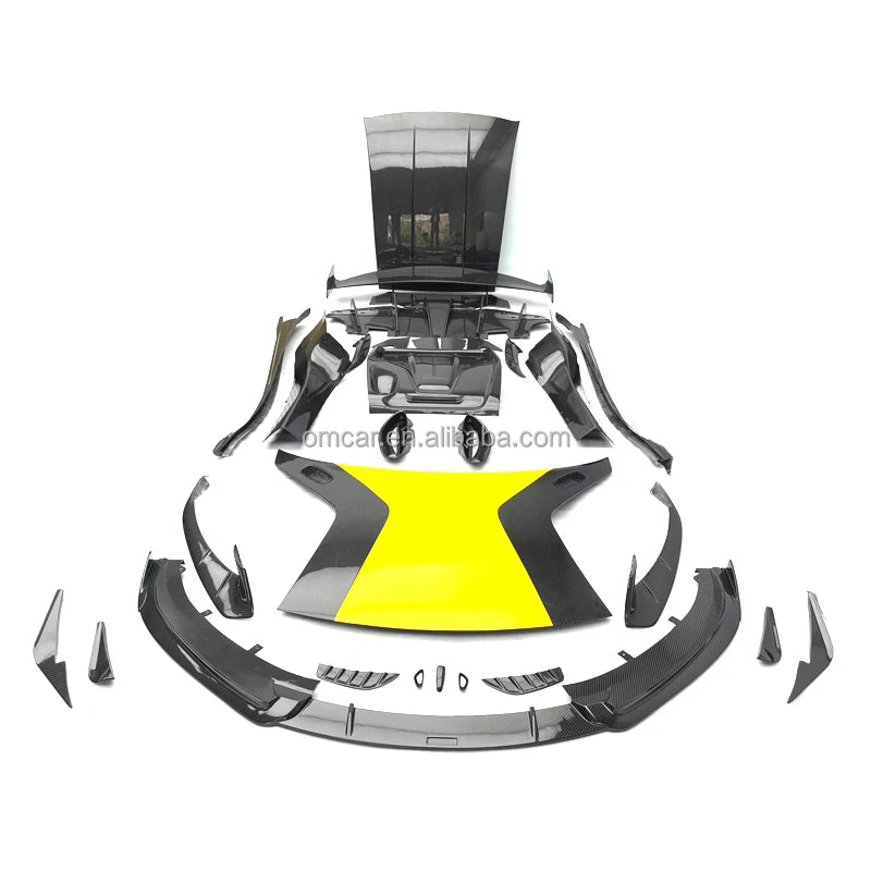 Dry Carbon Fiber Body Kit for Car Lotus Emira Front Canards Lip Side Skirts Vent Engine Hood Cover Rear Diffuser Spoiler