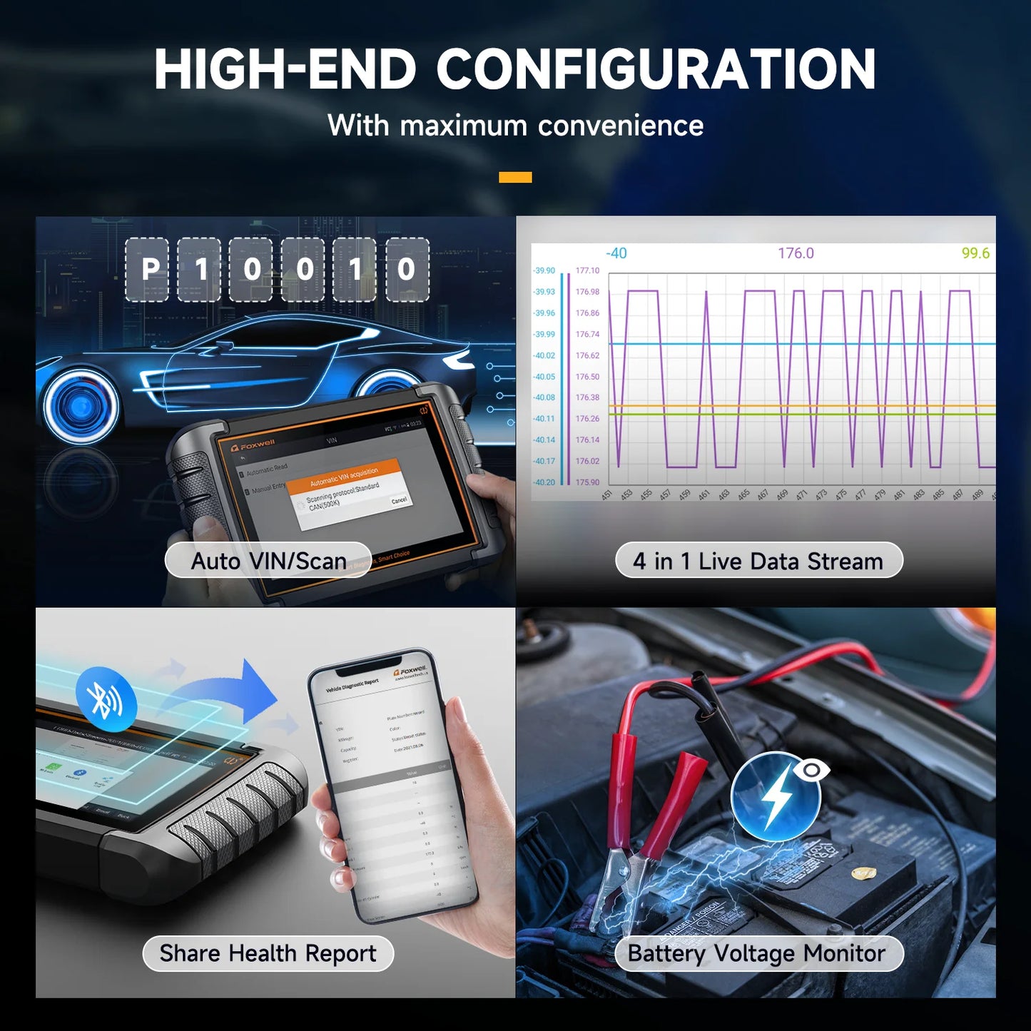 FOXWELL NT809BT OBD2 Bluetooth Automotive Scanner All System BiDirectional Scan Tool 30+ Reset OBD2 Code Reader Diagnostic Tool