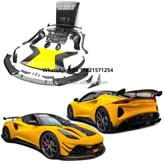 Dry Carbon Fiber Body Kit for Car Lotus Emira Front Canards Lip Side Skirts Vent Engine Hood Cover Rear Diffuser Spoiler