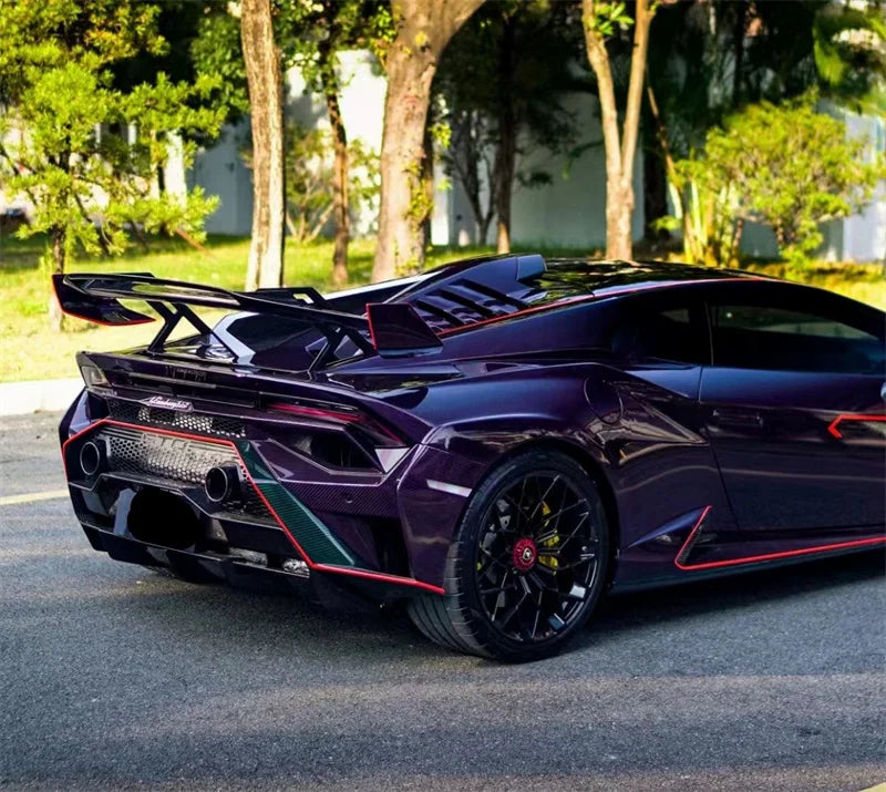 Used for Lamborghini Huracan LP610 LP580 EVO STO Style Dry Carbon Fiber Front and Rear Bumper Side Skirts Hood and Body Kit