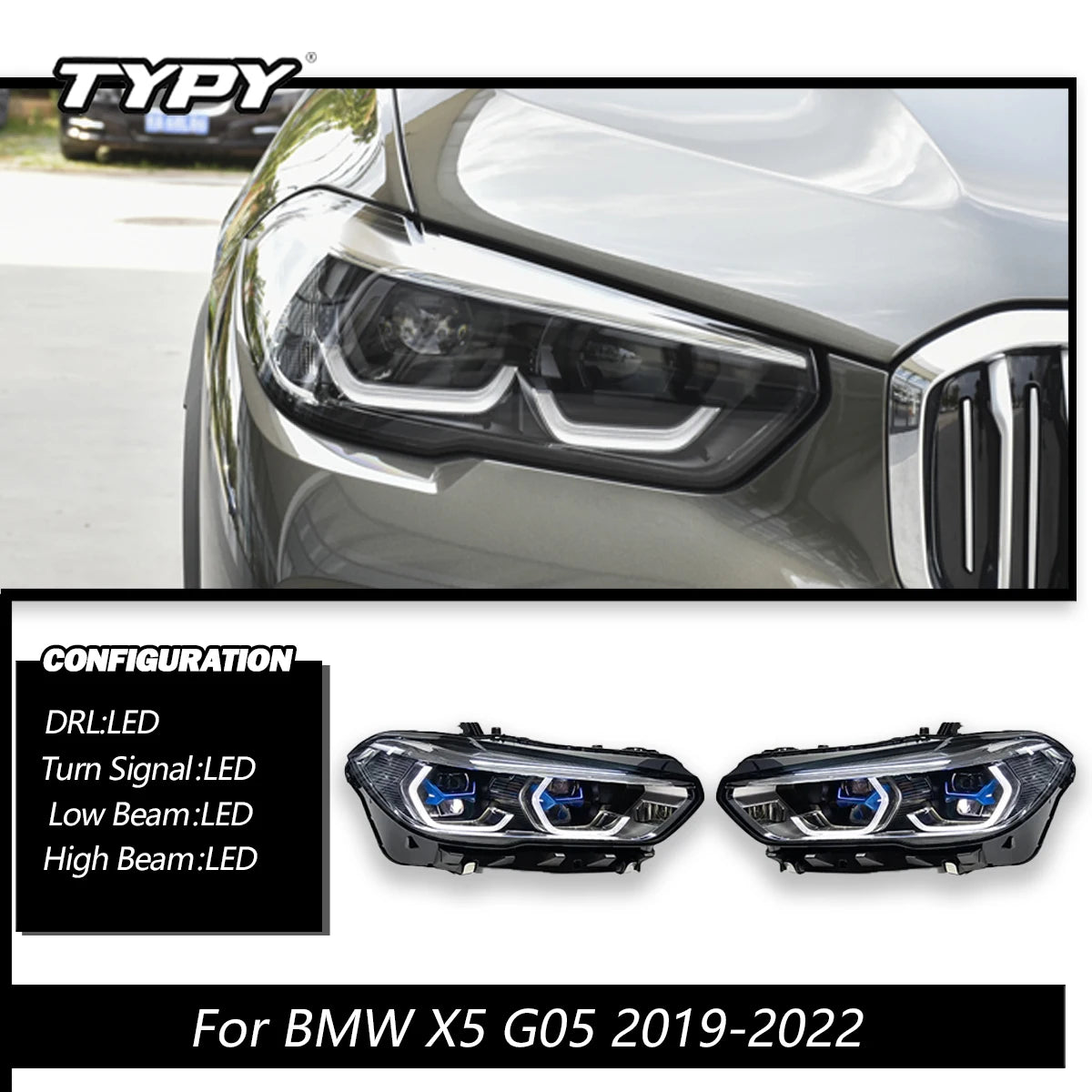 TYPY Car Lights For BMW X5 G05 2019-2022 Headlight LED Projetor head Lamp Daytime Running Light Automotive Accessories