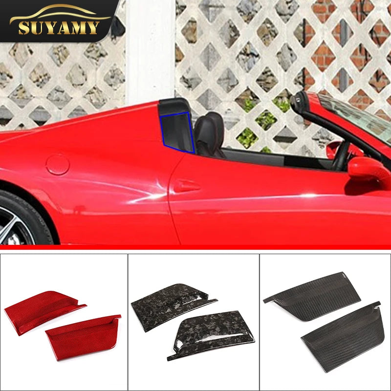 2pcs/Set Real Carbon Fiber B-pillar Window Decoration Cover Trim Fit For Ferrari 458 2011-2016 Auto Sticker Molding Accessories