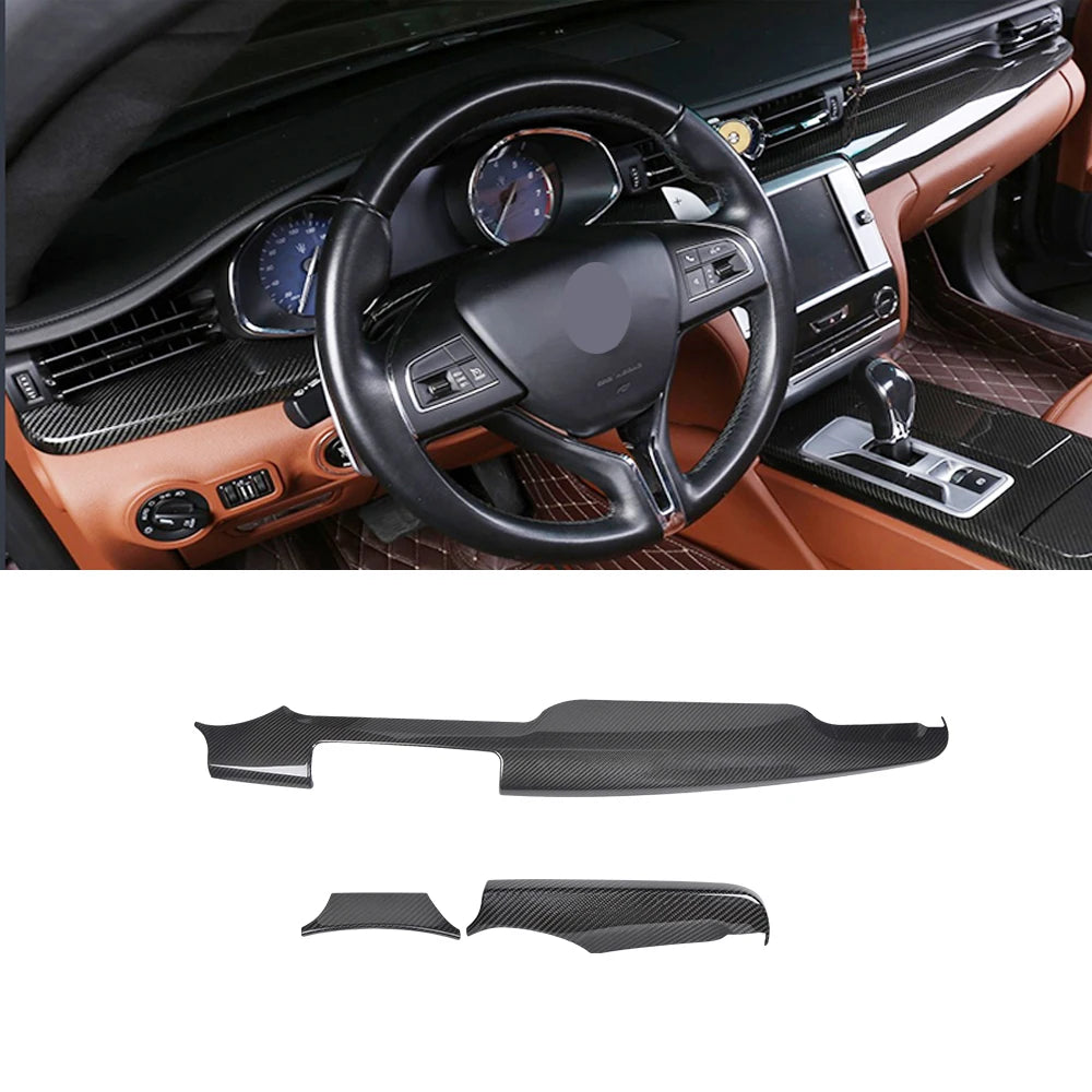 10pcs Interior Trims Dry Carbon Dash Cover Center Console Panel Door Trim For Maserati Quattroporte 2017up