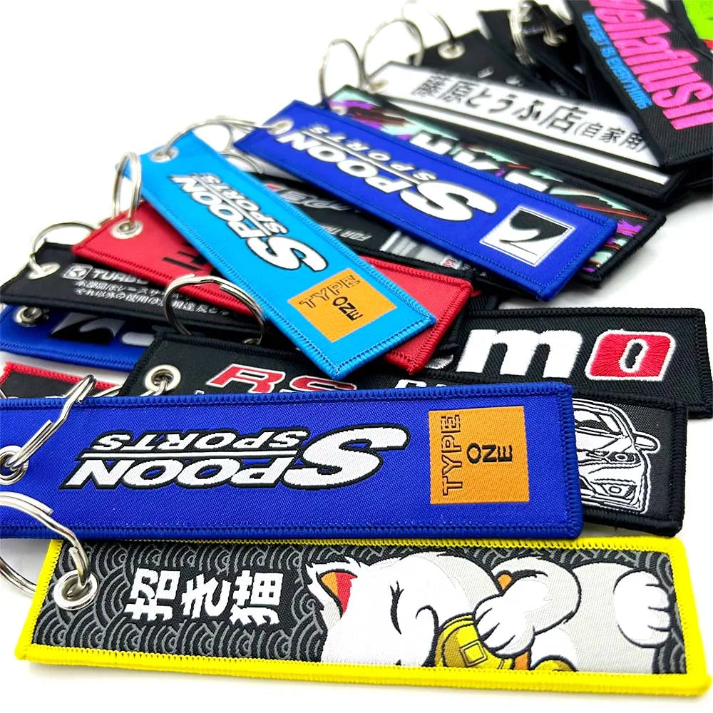 Color Name: Yellow - JDM HKS Keychain Embroidered Woven Personality Fashion Cloth for Honda Key Chain Car Motorcycle Key Rings Key Holder Pendant Nos - Premium Interior Accessories from NoEnName_Null - Just $4.99! Shop now at Rapidvehicles