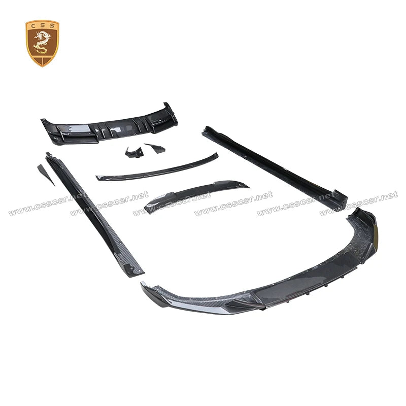 Abina Style Car Front Bumper Diffuser Rear High Spoiler Wing Splitter Canard Lip For Lotus Emeya Dry Carbon Fiber Side Skirts