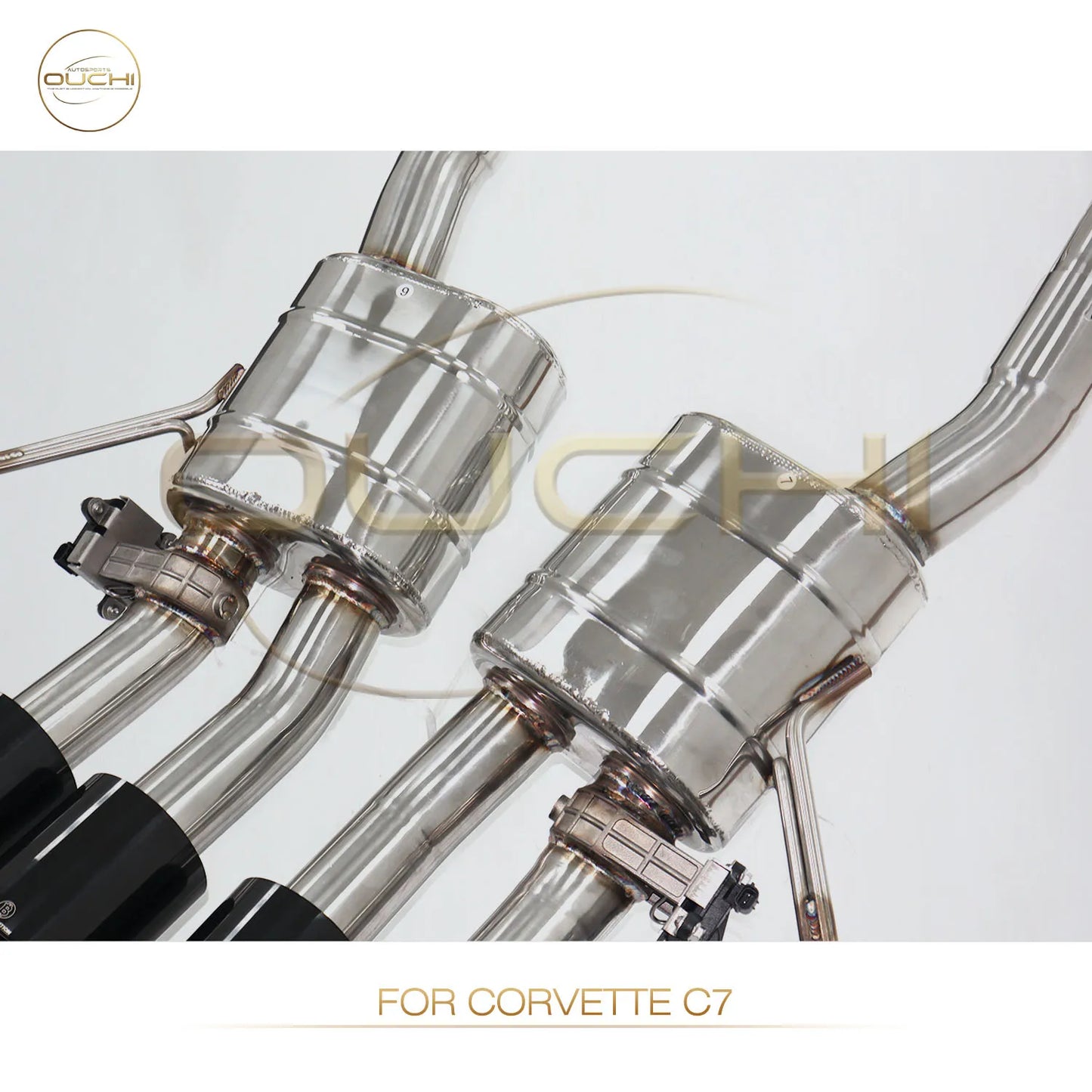 OUCHI Stainless Steel Catback Exhaust System for Chevrolet Corvette C7 Coupe Performance Dual Rear Exit Muffler