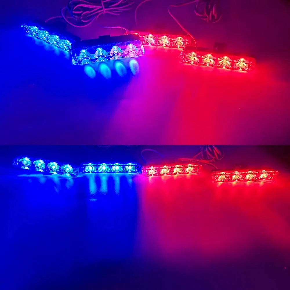 Emitting Color: Cold White - 4 In 1 Red Blue Emergency Strobe Lights Police Lights 12V With Wireless Remote Control Flash Grille Light for Cars Truck Van SUV - Premium Car Lights from KIEND - Just $33.54! Shop now at Rapidvehicles