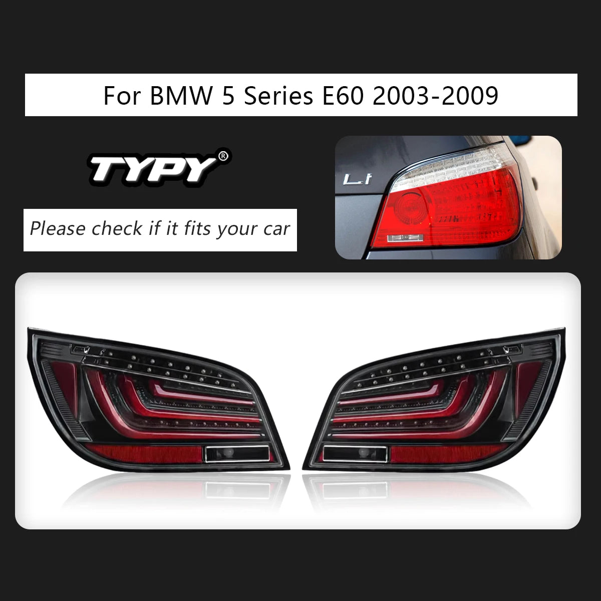 TYPY Car Tail Lights For BMW 5 Series E60 Taillight 2003-2009 LED LED Projetor Tail Lamp Daytime Running Light Auto Accessories