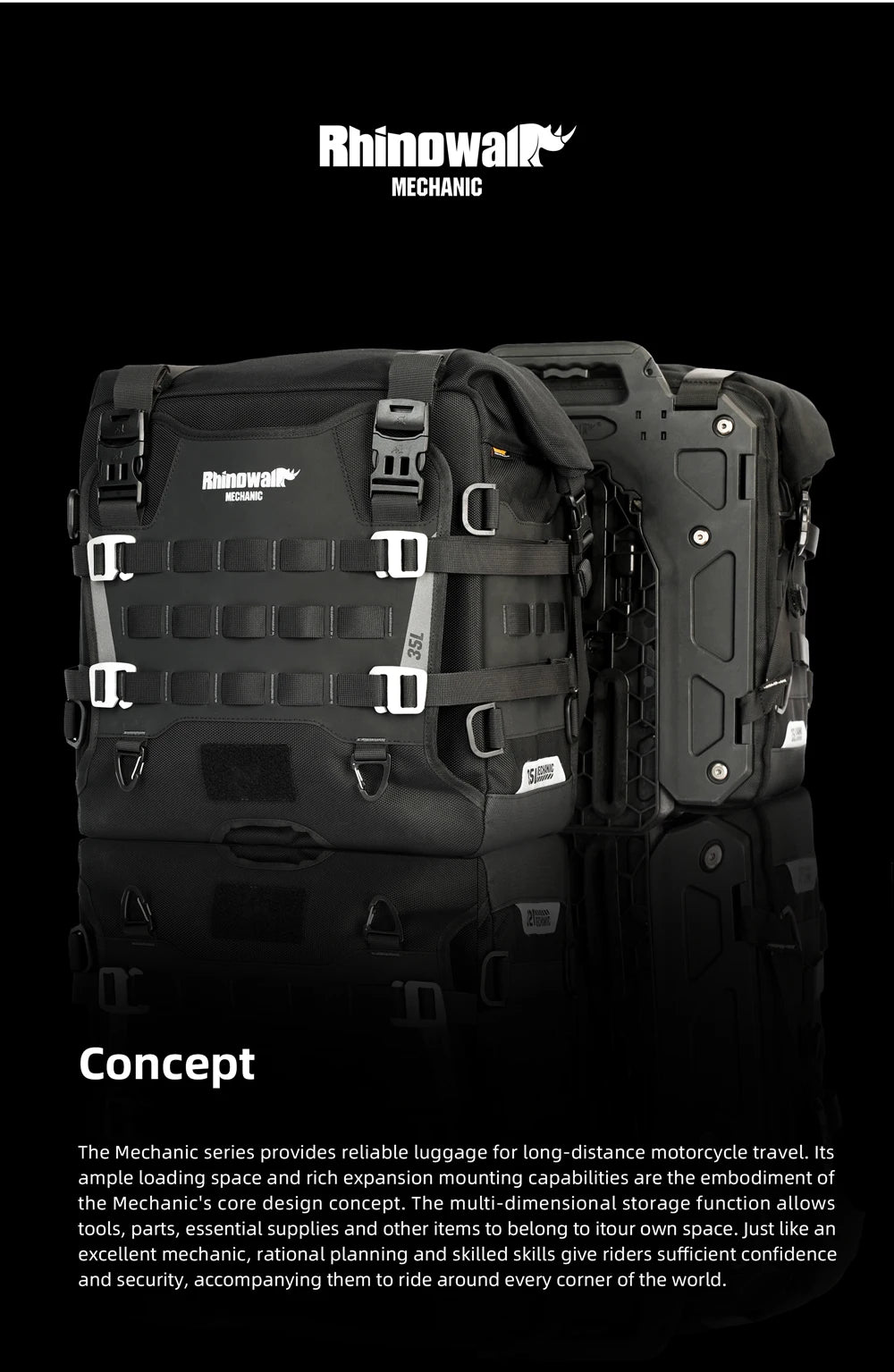Rhinowalk Motorcycle Side Bag 35L Waterproof Quick Release Saddle Bag For BMW R1300GS R1250GS R1200GS S1000XR Motorbike Luggage