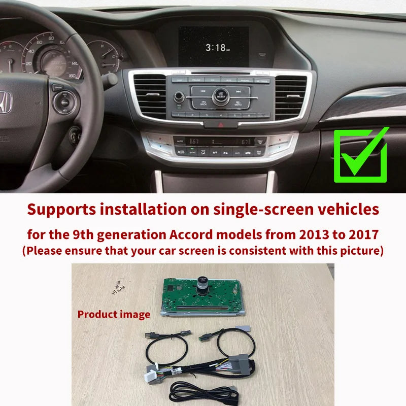 Car Media Player For Honda Accord 9 9.5,2013 2014 2015 2016 2017 5G Wireless Carplay Android Auto Bluetooth Phones, Music