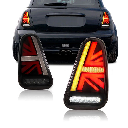 2PCS Brand New Union Jack Style LED Tail Light with Brake Reverse Turn Signal for BMW Mini Cooper R50 R52 R53 2001-2007