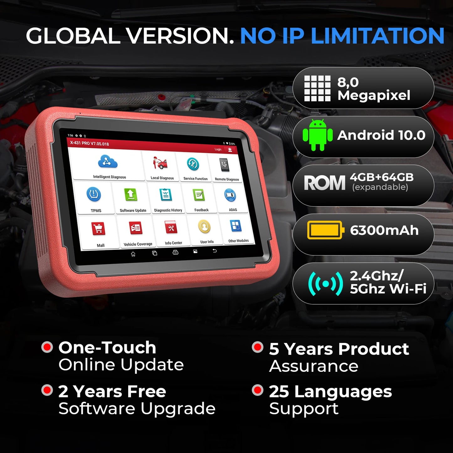 LAUNCH X431 PROS V 5.0 Diagnostic Tools OBD2 Car Scanner PRO V All System Diagnostic Automotive Tool ECU Coding 2024 New Version