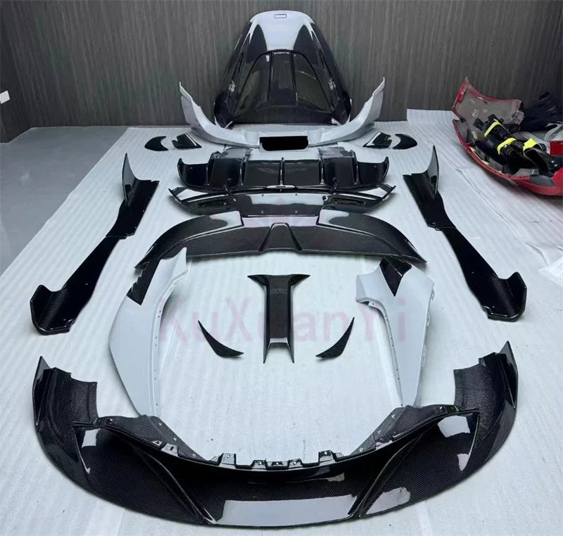High Quality Dry Carbon Fiber Body Kit for McLaren 720S RY Style Front Lip Side Skirts Rear Diffuser Fenders Engine Hood