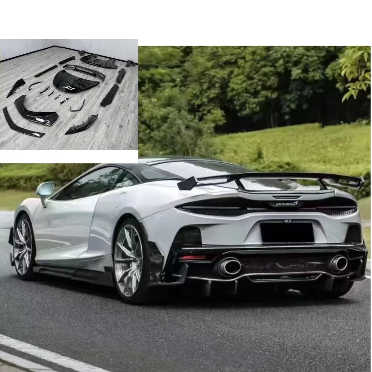Used for McLaren GT Modification PRO Small Surround Carbon Fiber Body Kit Diffuser Side Skirts Rear Spoiler Hood