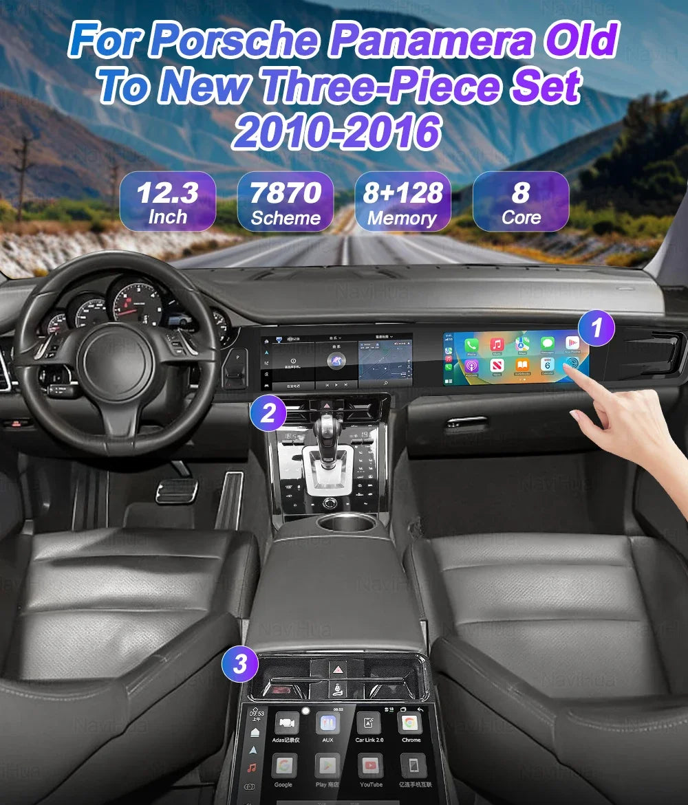 NaviHua New Upgrade Car Interior  For Porsche Panamera 2010-2016 Android Car Radio LCD Console Climate Control Panel Stopwatch