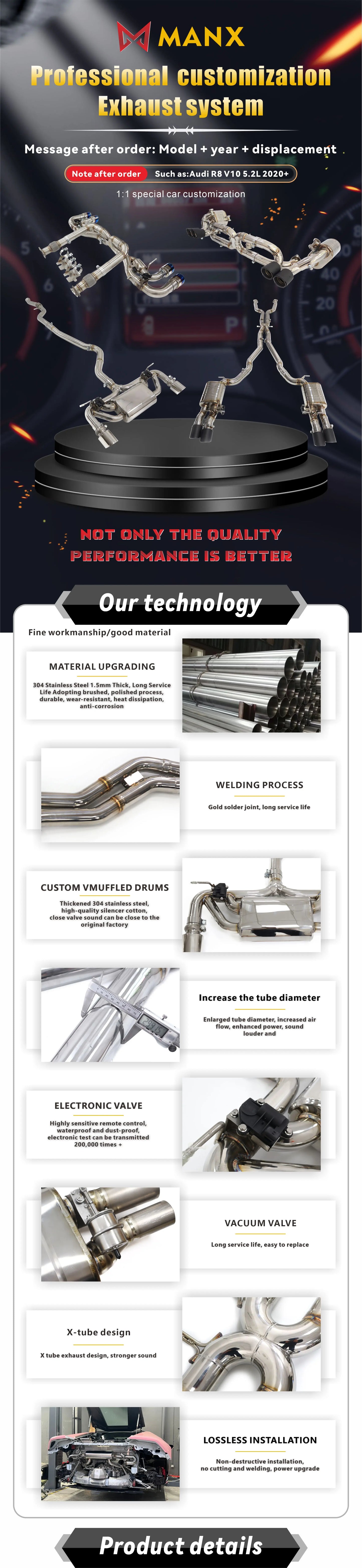 Exhaust system for Chevrolet Malibu 1.5L Stainless steels Catback Performance exhaust pipe with remote control valve