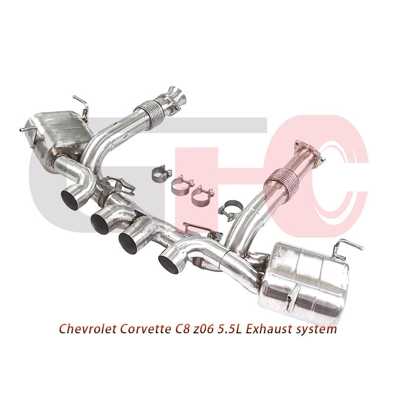 GFC catback exhaust muffler for Chevrolet Corvette C8 Z06 5.5L, Car electric valve exhaust system made of 304 stainless steel