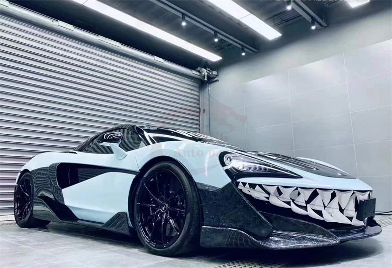 Forged semi-carbon fiber 600LT style front Rear bumper side skirt spoiler rear hood exhaust for McLaren 540C 570S Upgrade 600LT