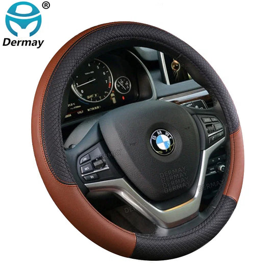 Color Name: Brown - 9 Color Sport Auto Steering Wheel Covers - Premium Interior Accessories from DERMAY - Just $21.99! Shop now at Rapidvehicles