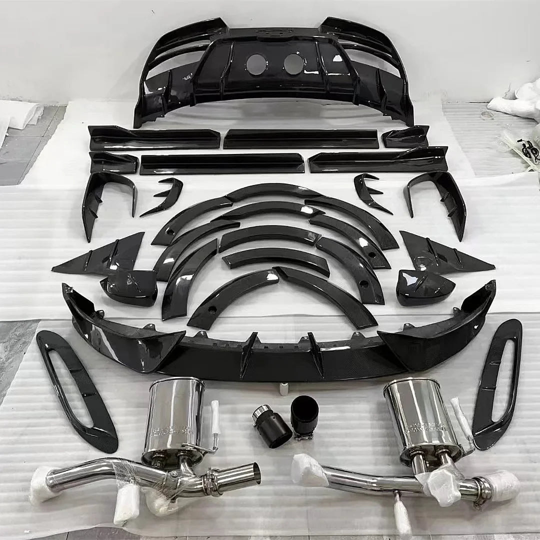 For Aston Martin DBX Dry Carbon Fiber Aerodynamic Kit like MSY Style Wide Body Front and Rear Lip Side Skirts Canard Spoiler