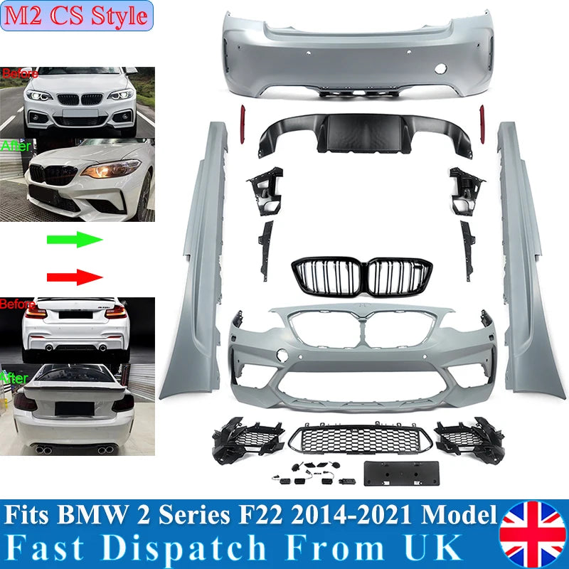 Bodykits for BMW 2 Series F22 F87 218d 220d Front Bumper Splitter Rear Diffuser Lip M2 CS Competition Style Side Skirt 2014-2021