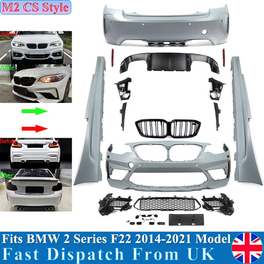 Bodykits for BMW 2 Series F22 F87 218d 220d Front Bumper Splitter Rear Diffuser Lip M2 CS Competition Style Side Skirt 2014-2021