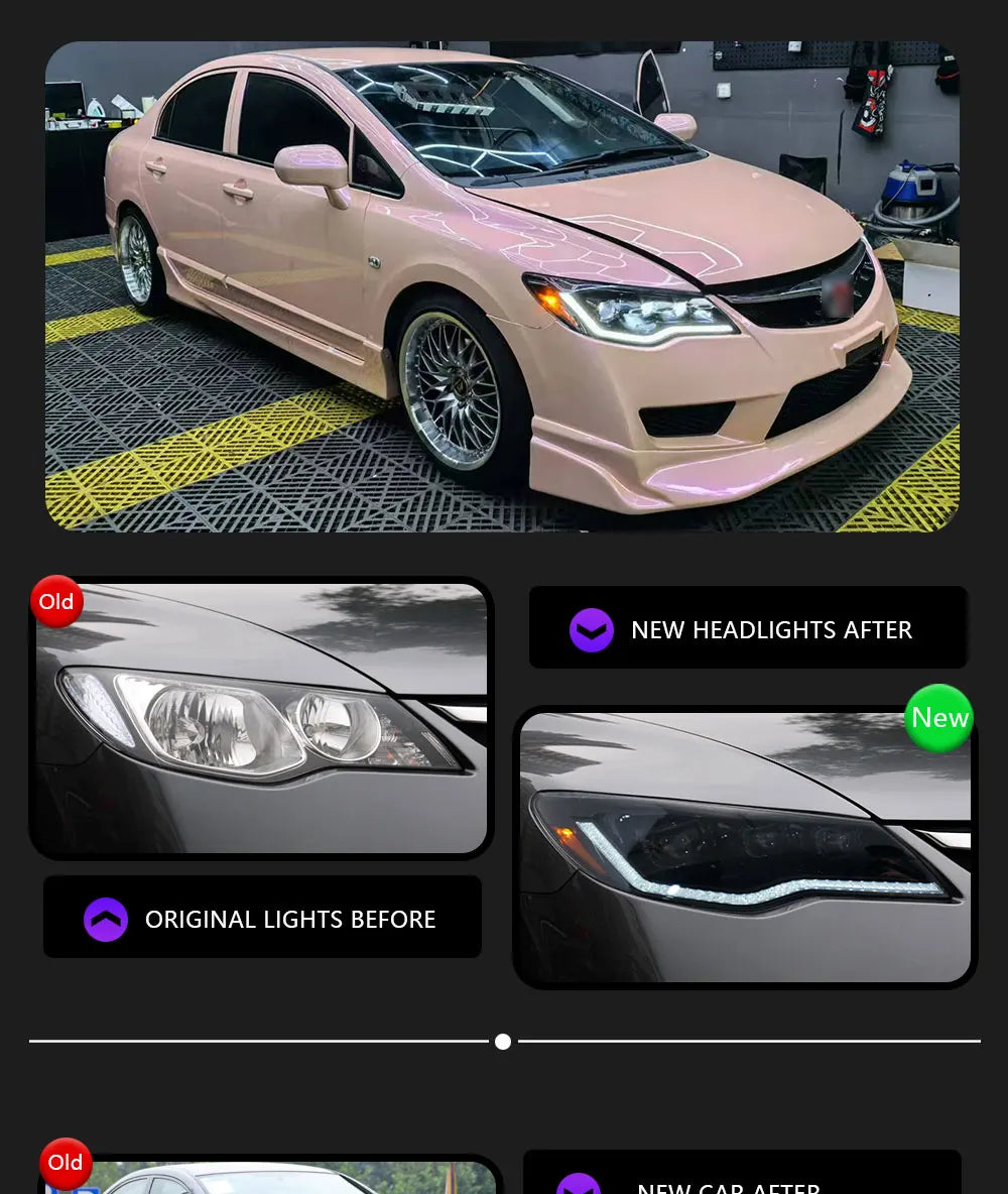 TYPY Car Lights For Honda Civic 8th FD2 Headlight 2012-2015 LED Projetor head Lamp Daytime Running Light Automotive Accessories