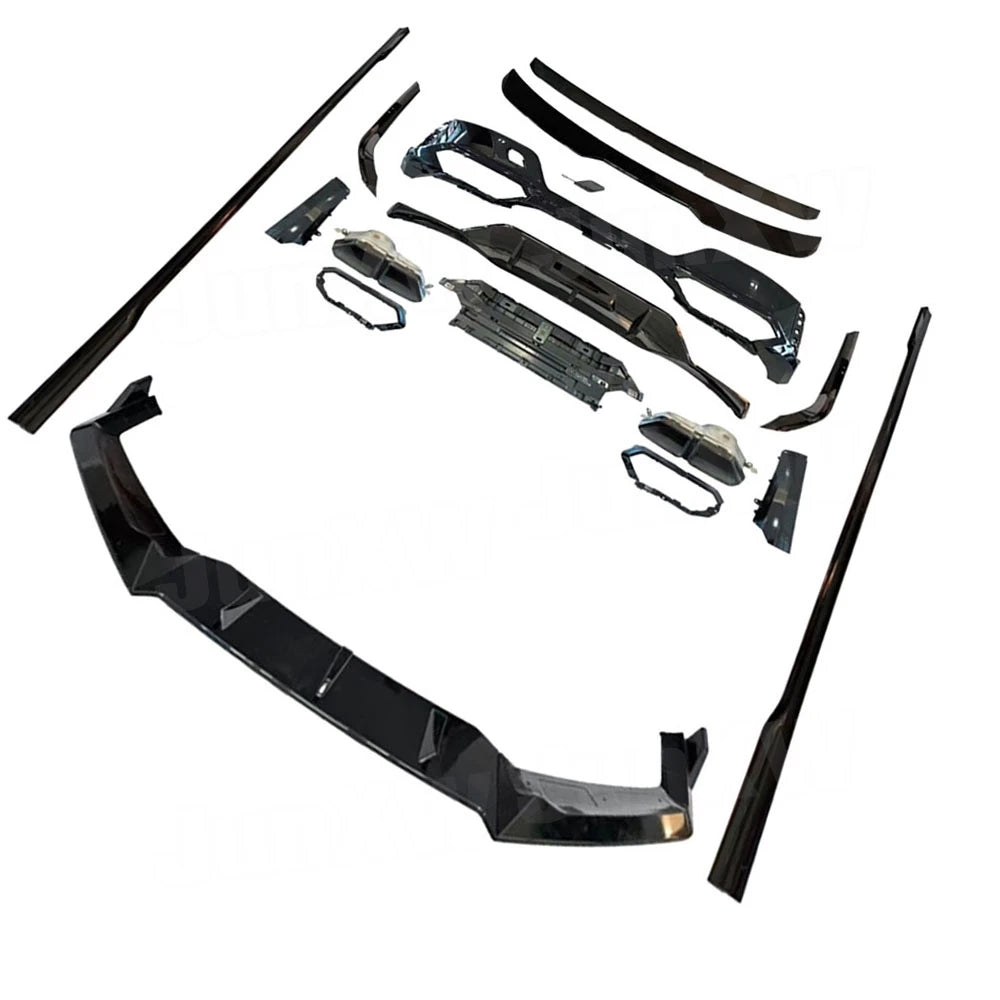 ABS Body Kits Three section Front Lip Rear Lip Top Wing Tail Wing Side Skirt Black Throat for BMW 7 Series G70 Sport 2023+