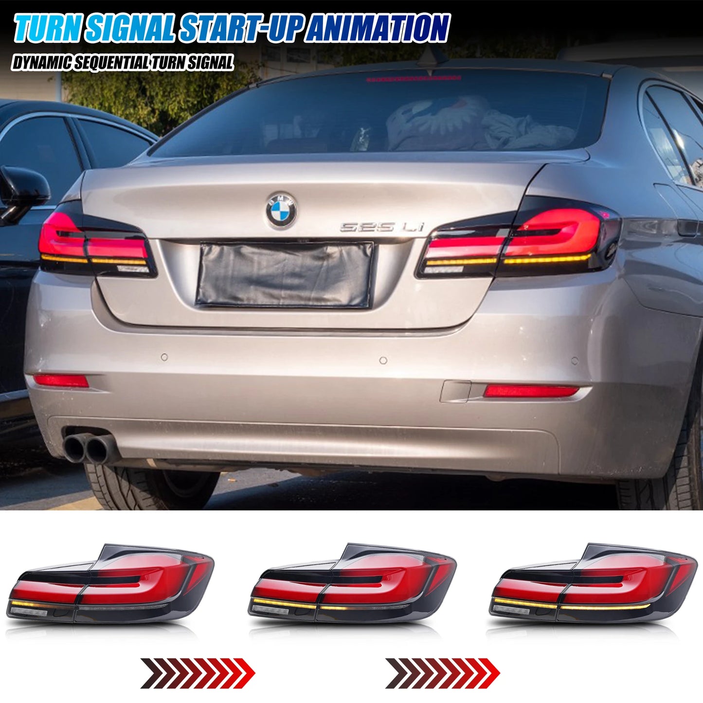 LED Tail Lights Assembly for BMW F10 M5 5-Series Saloon 2009-2016 Sequential Blinker Dynamic Animation Black Rear Lamps Assembly