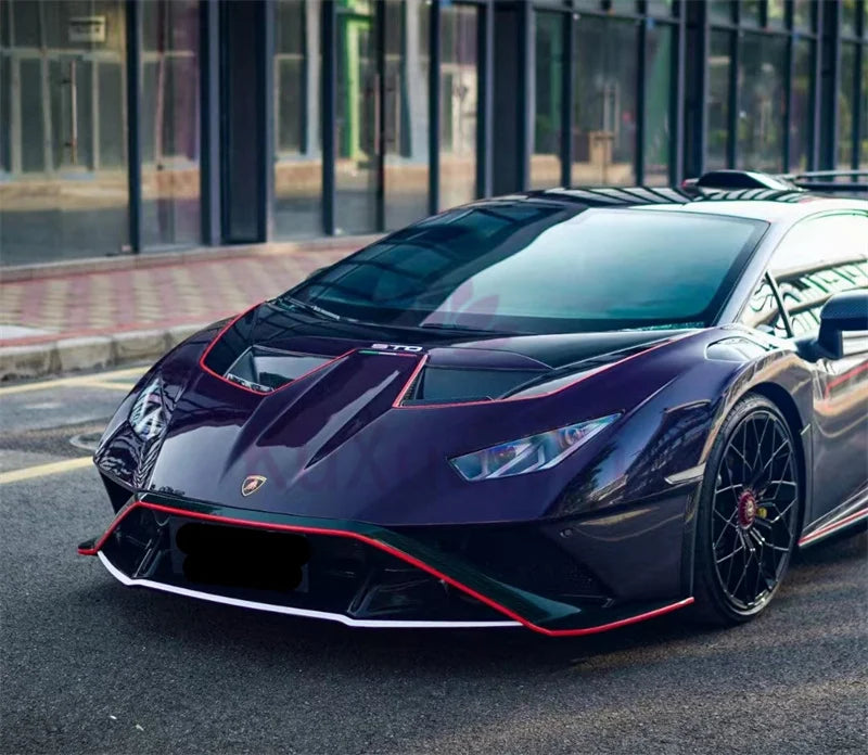 Used for Lamborghini Huracan LP610 LP580 EVO STO Style Dry Carbon Fiber Front and Rear Bumper Side Skirts Hood and Body Kit