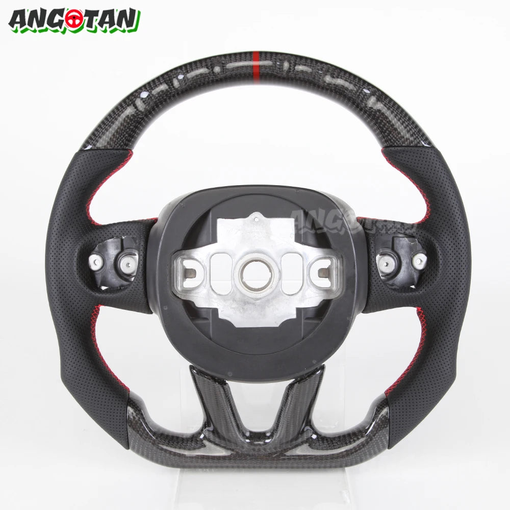Carbon Fiber Steering Wheel For Dodge Challenger Charger 2015-2022 Alcantara LED Racing Steering Wheel Customized Perforated