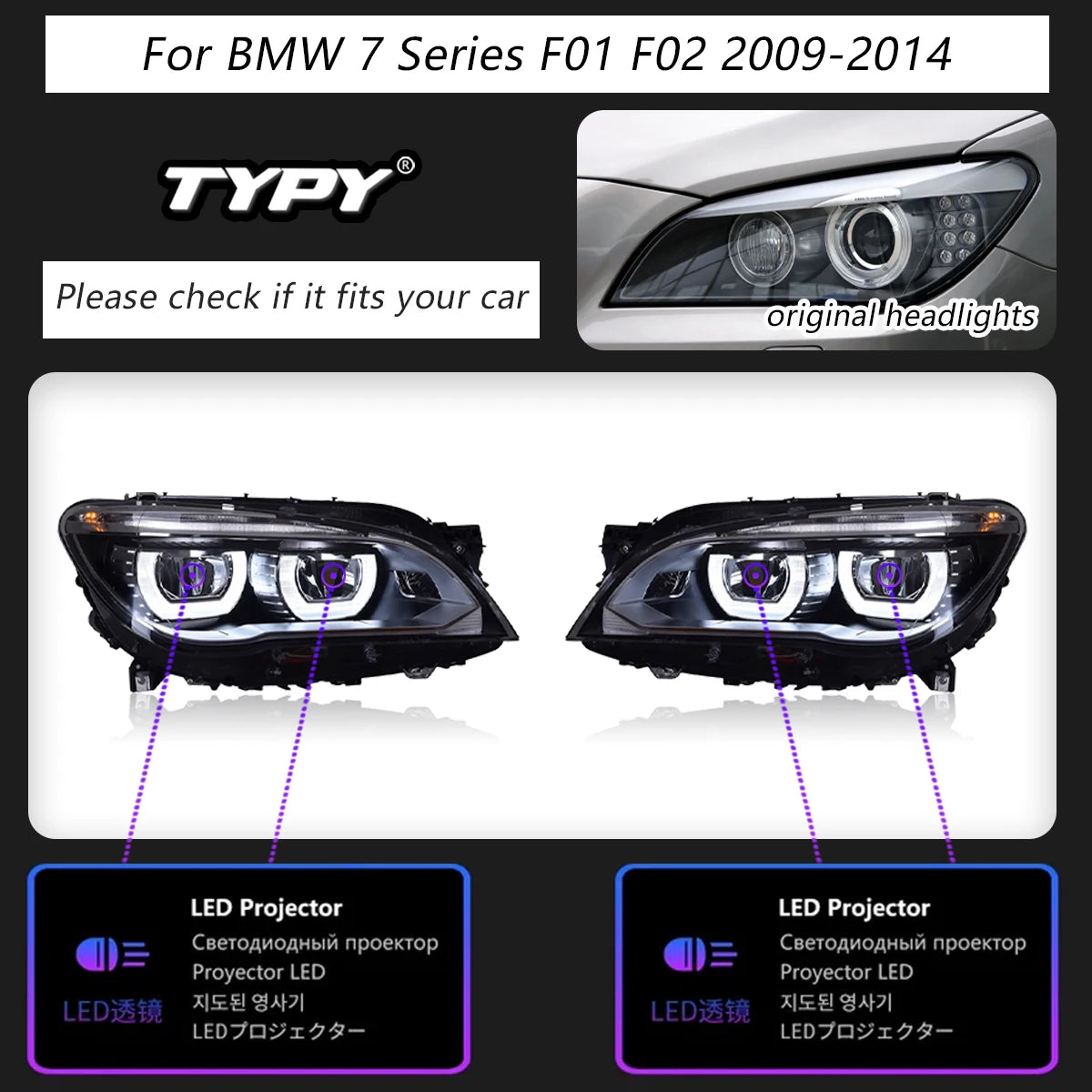 Car Headlights For BMW 7 Series F01 F02 2009-2014 LED Car Lamps Daytime Running Lights Dynamic Turn Signals Car Accessories