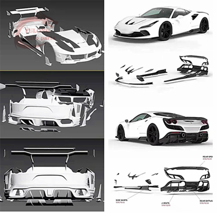 Body Kit TM Style Dry Carbon Fiber Front Bumper Lip Side skirt rear diffuser hood for Aston Martin Vantage 2018-2019