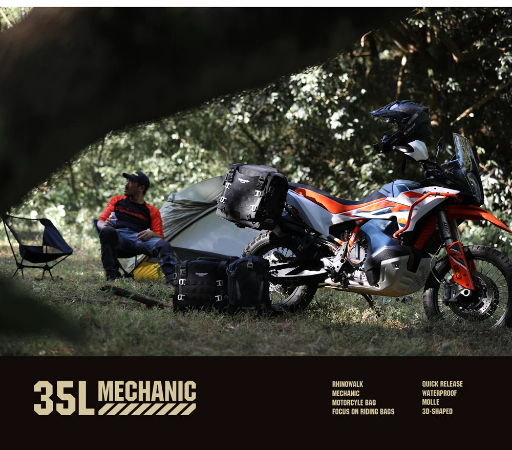 Rhinowalk Motorcycle Side Bag 35L Waterproof Quick Release Saddle Bag For BMW R1300GS R1250GS R1200GS S1000XR Motorbike Luggage