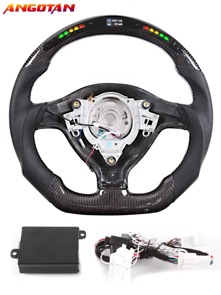Steering Wheel For VW MK4 MK5 MK6 GTI Carbon Fiber Steering Wheel with LED Perforated Leather