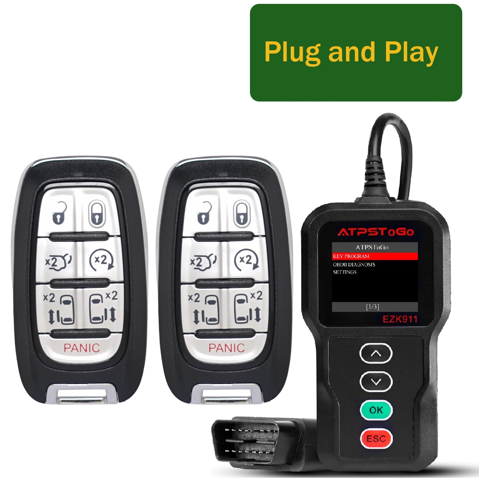 ATPSTOGO New Replacement Remote Key fob and Programmer tool For 2007-2017 Dodge Ram 1500 2500 3500 programming key fob GQ4-53T