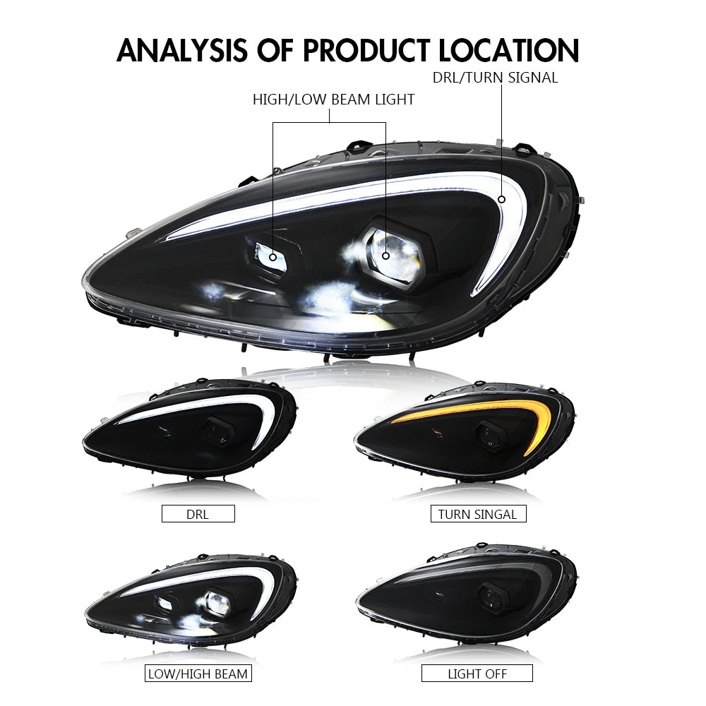 TT-ABC Modified LED Headlight For Chevrolet Corvette C6 2005-2013 Head Lamp With Porsche Design Sequential Turn Signal Assembly