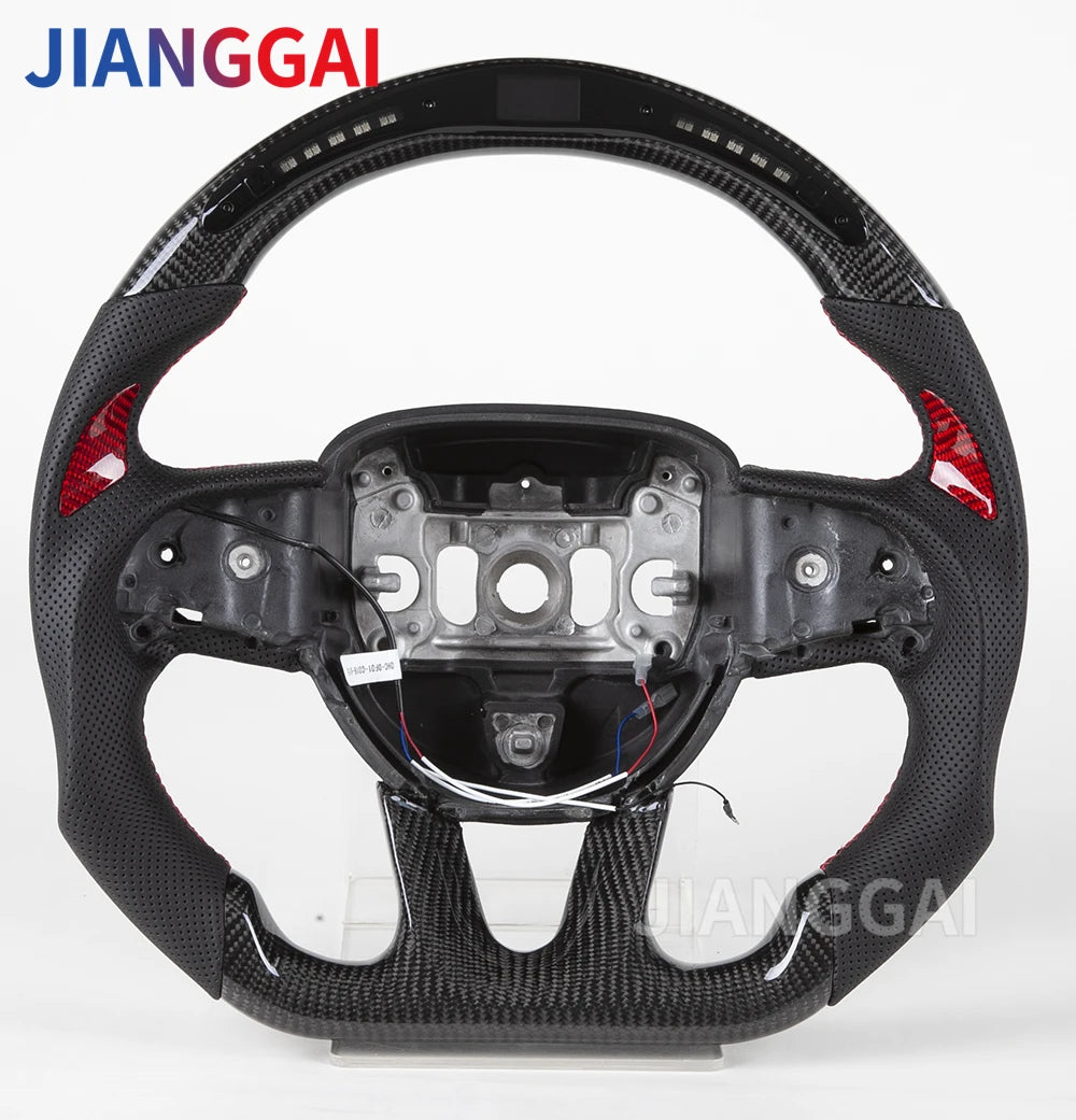 Carbon Fiber Steering Wheel For Dodge Challenger Charger 2015-2022 Alcantara LED Racing Steering Wheel Customized Perforated