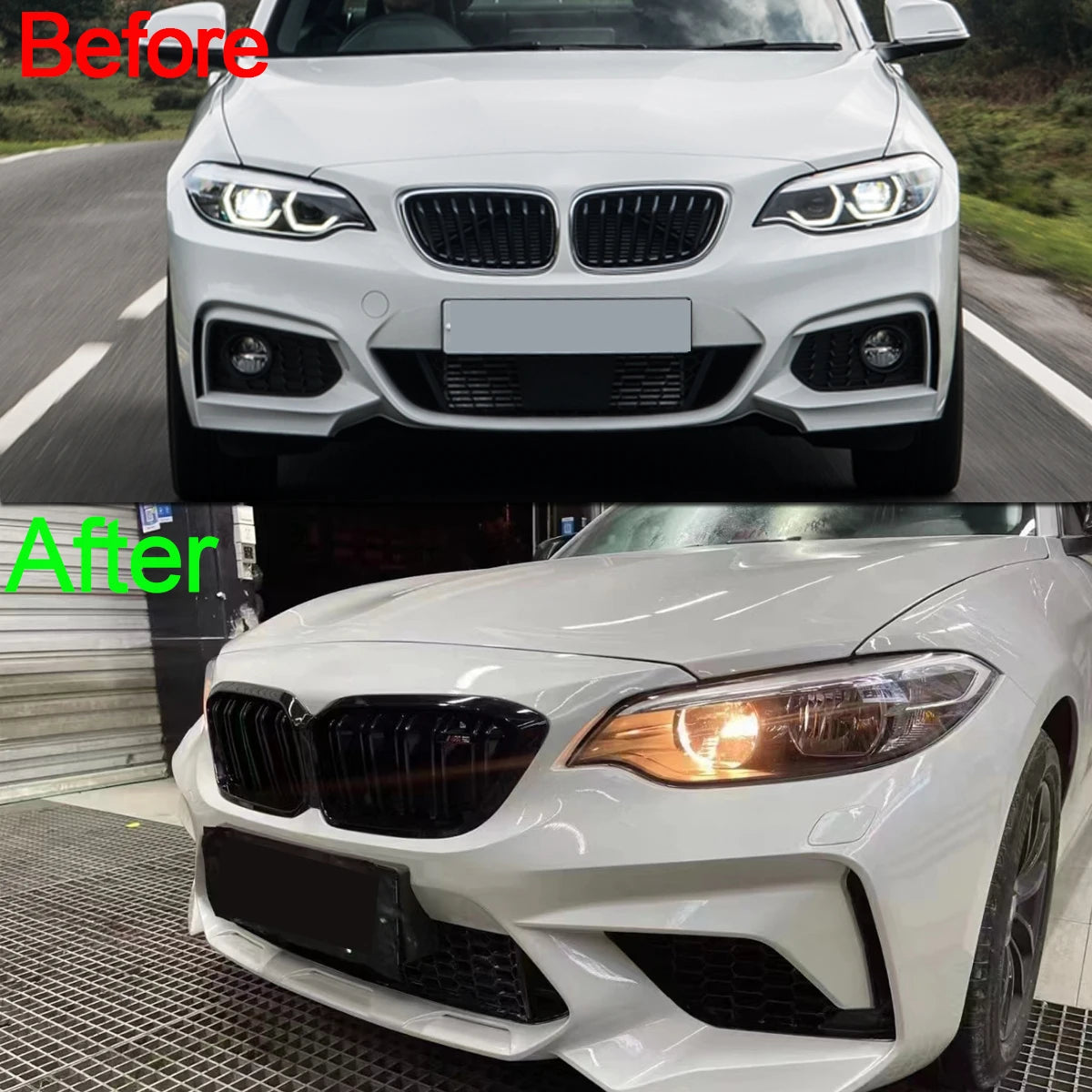 Bodykits for BMW 2 Series F22 F87 218d 220d Front Bumper Splitter Rear Diffuser Lip M2 CS Competition Style Side Skirt 2014-2021