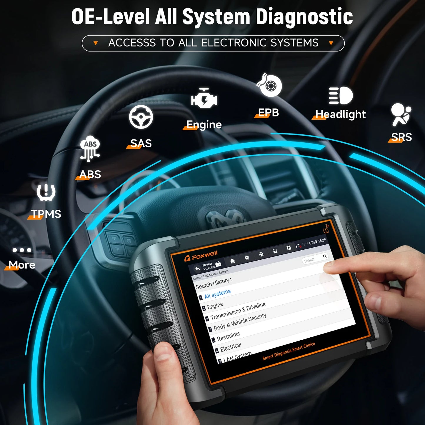 FOXWELL NT809TS TPMS Programming Tool All Systems Car Scanner Bi-Directional Control 30+ Reset OBD2 Bluetooth Diagnostic Tools
