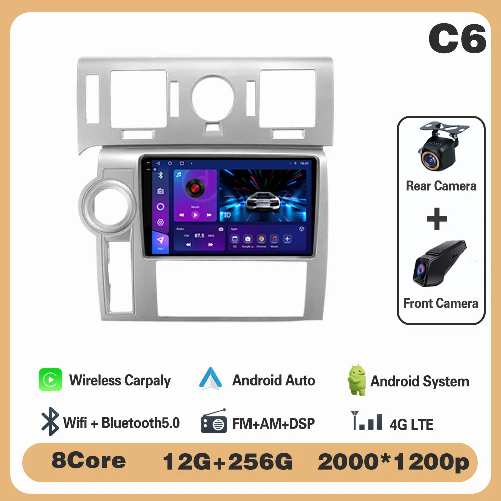 Car Radio Android 14 For Hummer H2 E85 2007 - 2009 Carplay Stereo DVD No 2din Autoradio Multimedia Bluetooth Navigation GPS WIFI